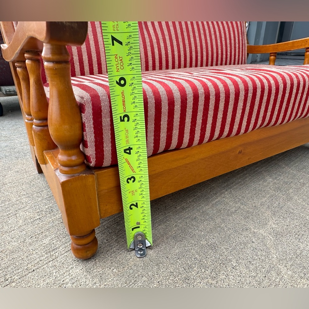 Mid-Century Modern Country-Style Cushioned Wood Sofa for 18" Doll - Picture 11 of 12